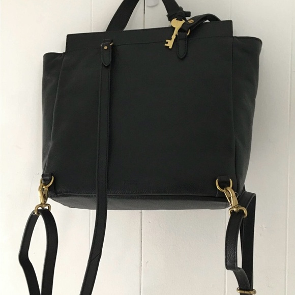 Fossil Amelia Black and Cream Genuine Calf hair and Leather Women\'s Backpack